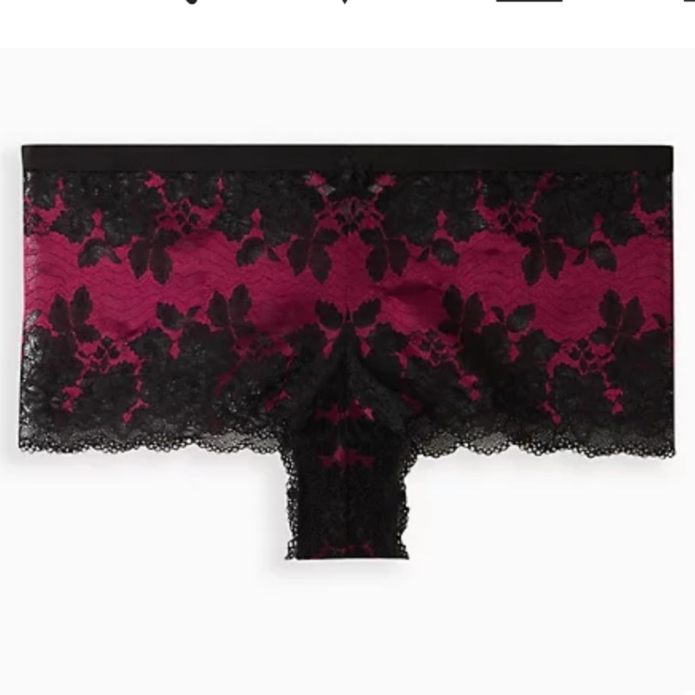 Torrid 3 piece set - Berry & Black Lace Bralette, cheeky panty & garter … - Picture 3 of 10